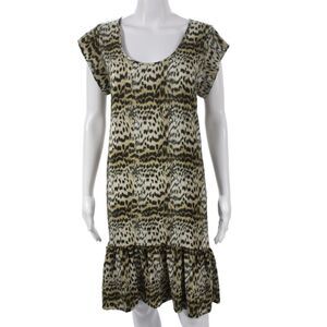 Imrie Women Shift Dress Multicolor Silk Animal Print Short Sleeve Midi Size L